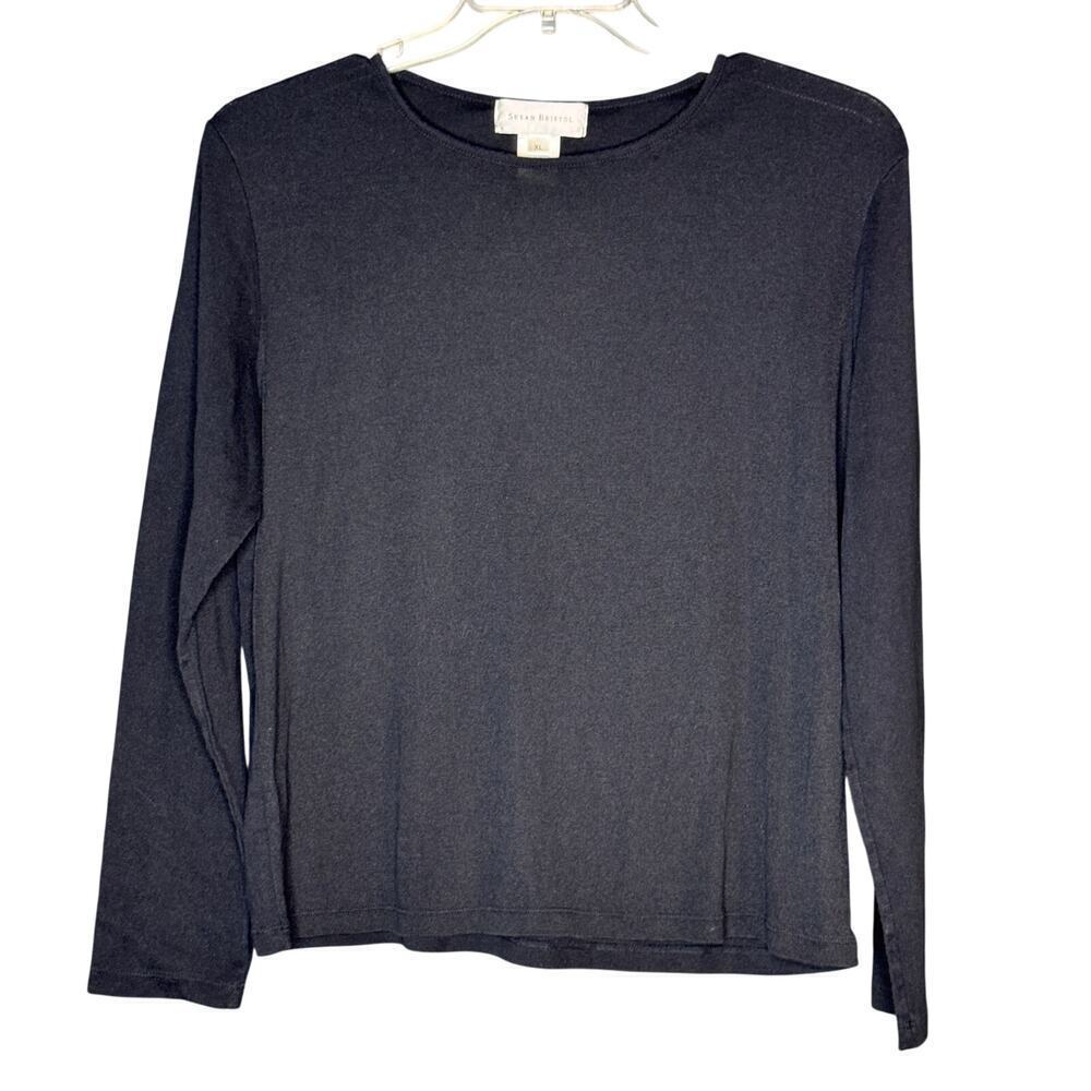 Susan Bristol Sweater Womens XL Black Long Sleeve Top Cotton Blend Layering